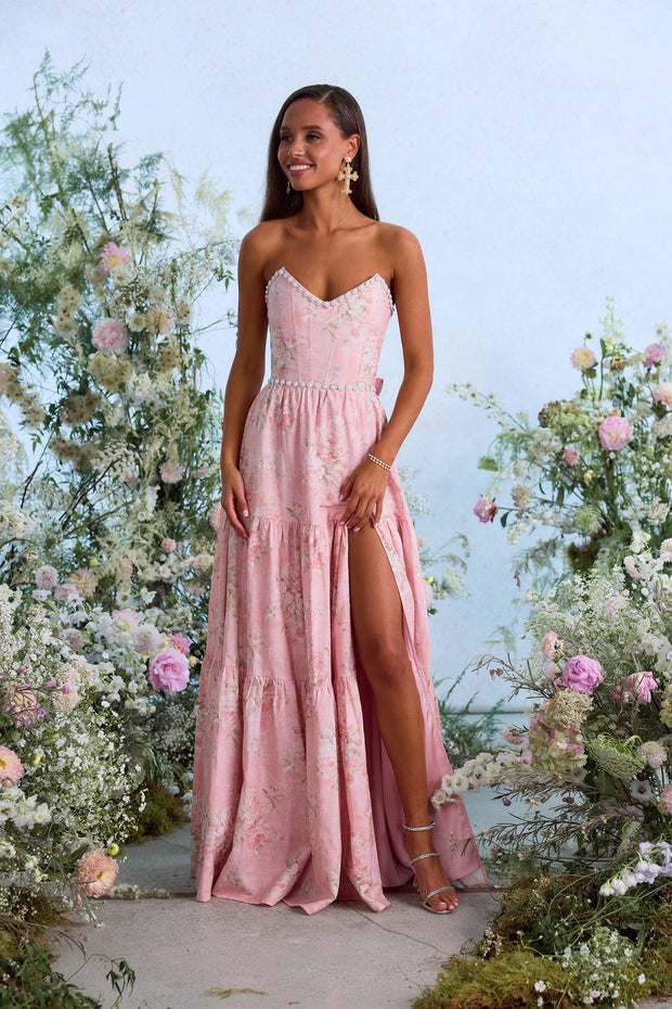 The Vivian Dress in Light Pink Tapestry Rose
