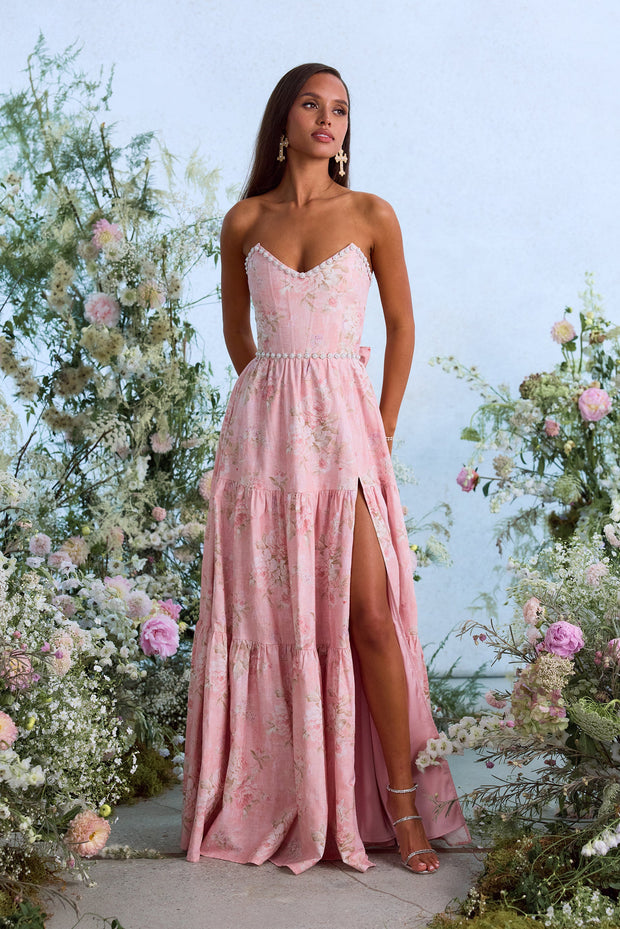 The Vivian Dress in Light Pink Tapestry Rose