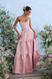 The Vivian Dress in Light Pink Windsor Brocade