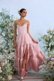 The Vivian Dress in Light Pink Windsor Brocade