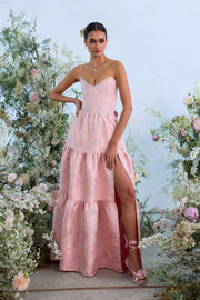 The Vivian Dress in Light Pink Windsor Brocade