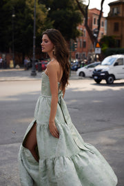 The Vivian Dress in Sage Windsor Brocade
