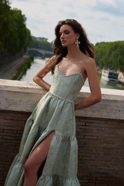 The Vivian Dress in Sage Windsor Brocade