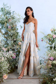 The Vivian Dress in Sky Windsor Brocade