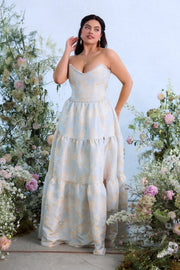 The Vivian Dress in Sky Windsor Brocade