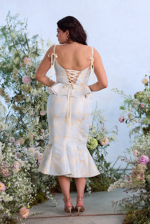 The Willa Dress in Sky Windsor Brocade