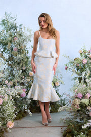 The Willa Dress in Sky Windsor Brocade
