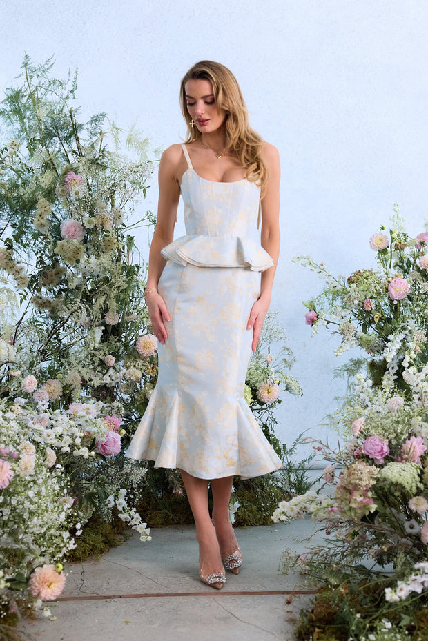 The Willa Dress in Sky Windsor Brocade