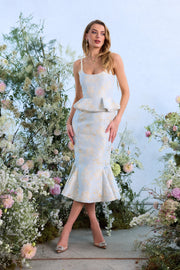 The Willa Dress in Sky Windsor Brocade