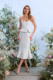 The Willa Dress in Sky Windsor Brocade
