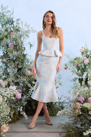 The Willa Dress in Sky Windsor Brocade