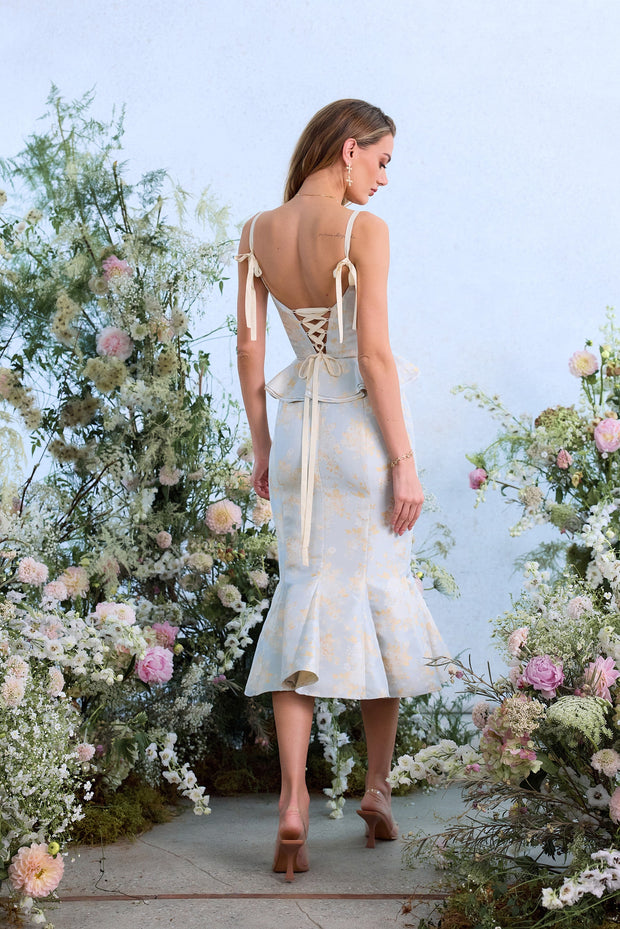 The Willa Dress in Sky Windsor Brocade