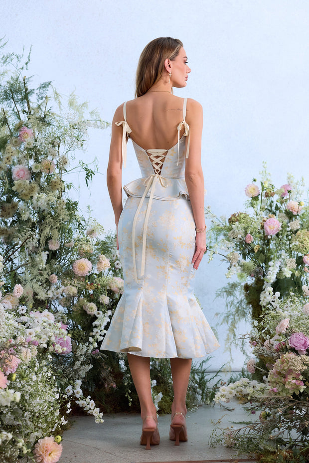 The Willa Dress in Sky Windsor Brocade