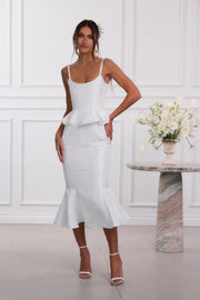 The Willa Dress in White Windsor Brocade