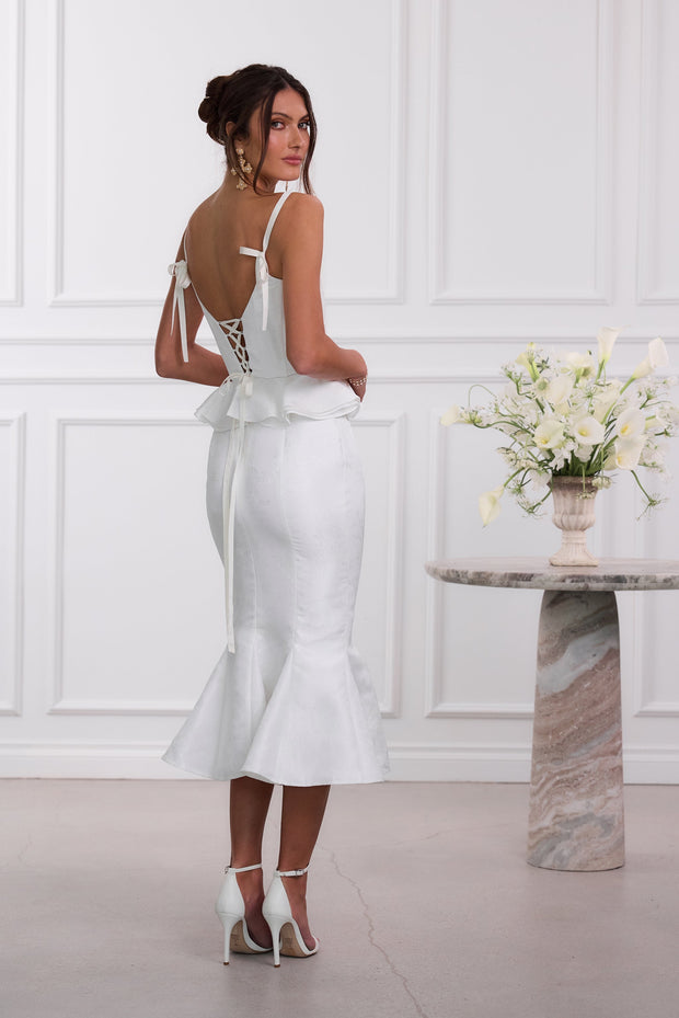 The Willa Dress in White Windsor Brocade