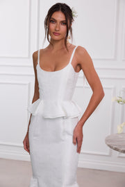 The Willa Dress in White Windsor Brocade