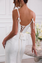 The Willa Dress in White Windsor Brocade