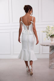 The Willa Dress in White Windsor Brocade