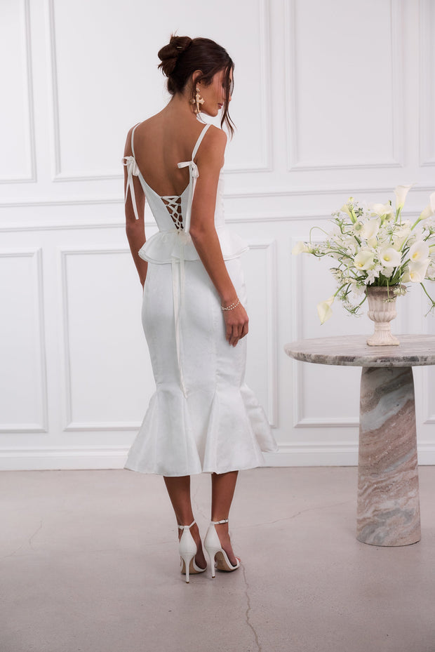 The Willa Dress in White Windsor Brocade