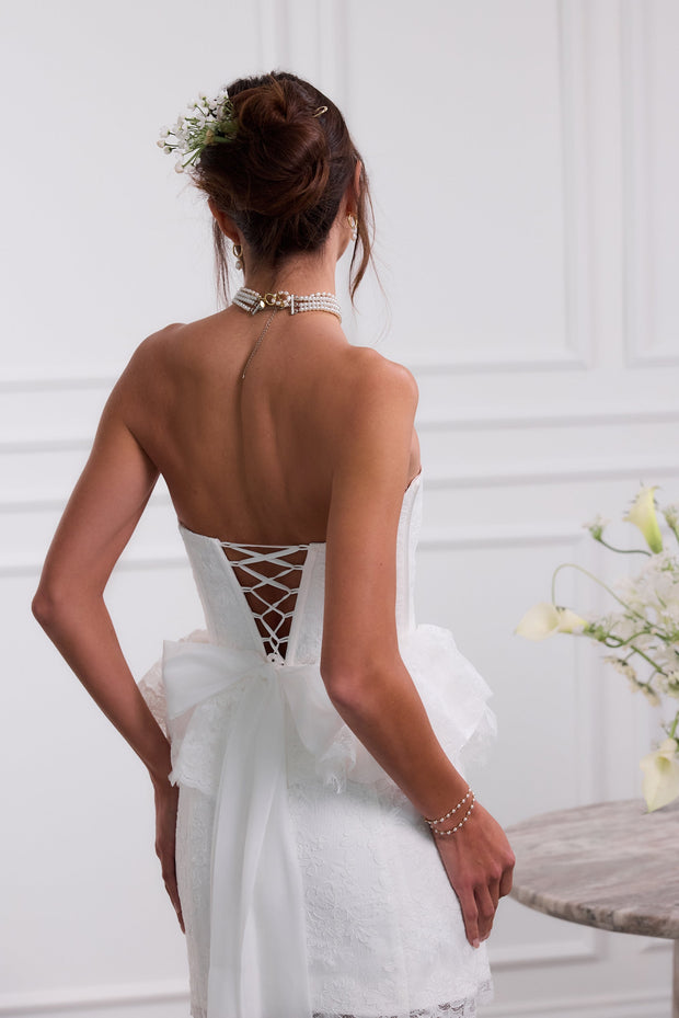 The Winnie Dress in White Chantilly Lace