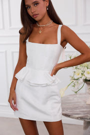 The Winter Dress in White Windsor Brocade