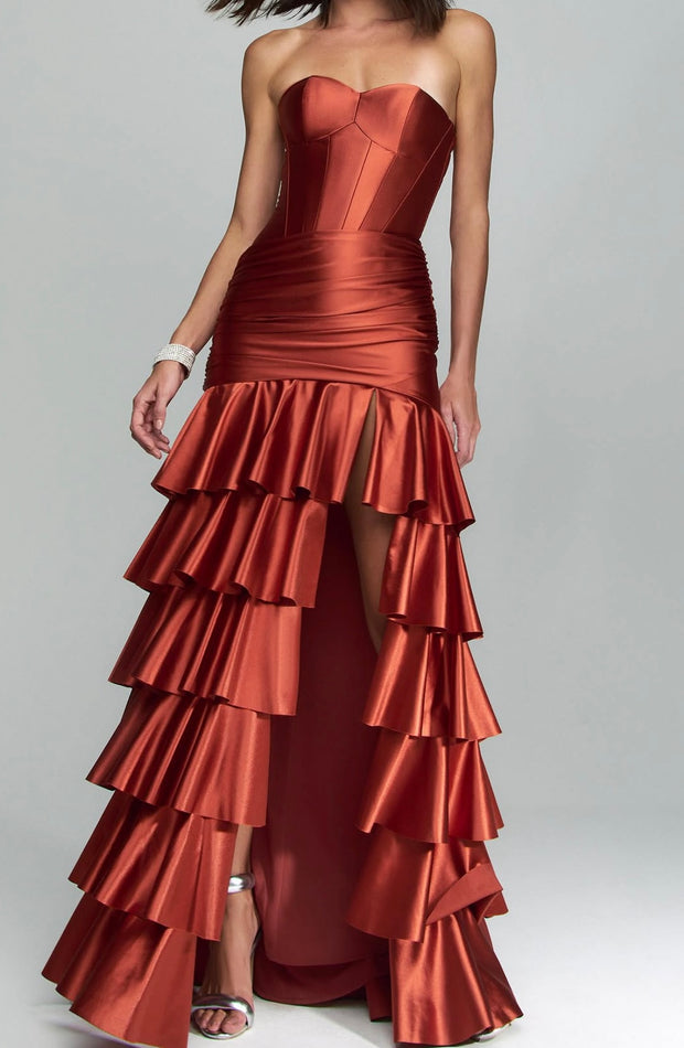 Elegant Satin Split Cake Dress