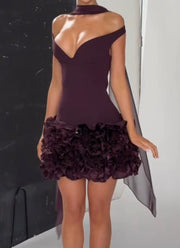 Socialite Style Elegant Sexy Three-Dimensional Flower Texture Tube Top Dress
