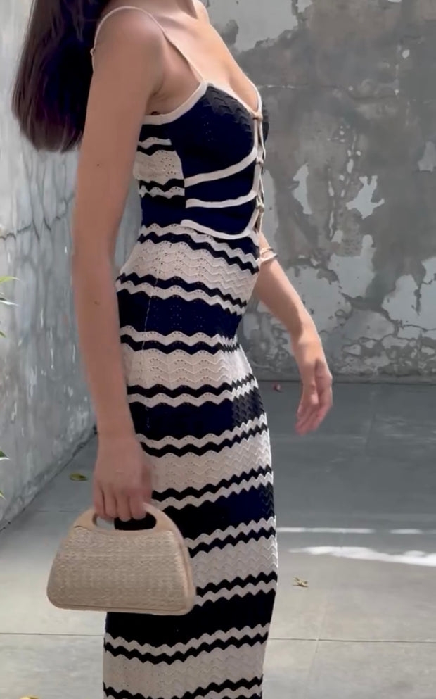 Sexy Spaghetti Straps Knitted Chest Wrap Two Colors Dress