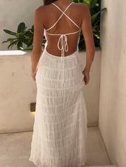 Fashion Elegance Sleeveless Sexy Deep V Sling Dress