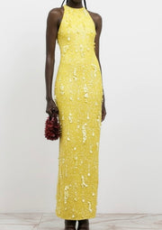 Elegant round Neck Sequins Slim Fit Dress