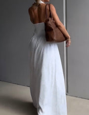 Sexy Neck-Wrapped Striped Waist Dress