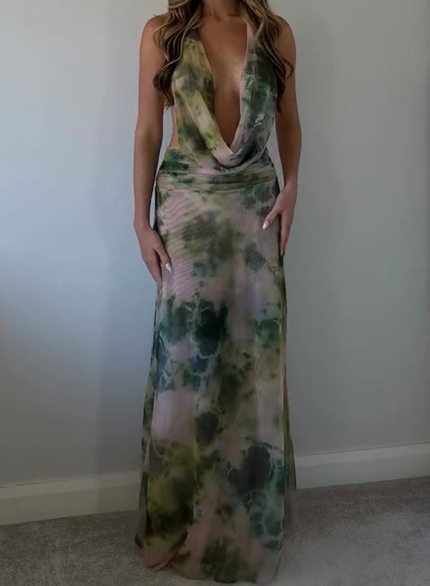 Sexy Hanging Collar High Waist Hip Bag Dress