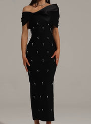 Graceful Formal Dress Sexy off-the-Shoulder Ladies Party the Dinner Party Bandage One-Piece Dress