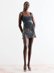 Blue Fashion Camisole Dragon Dance Pattern Diamond Dress