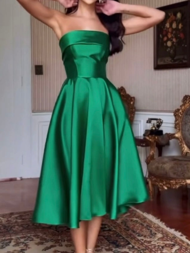 off-Shoulder Sexy Slimming Satin Dress