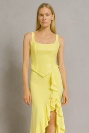 Sequined Knitted Patchwork Ruffled Casual Dress