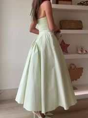 Sexy Fashion Halter Solid Color Sleeveless Dress