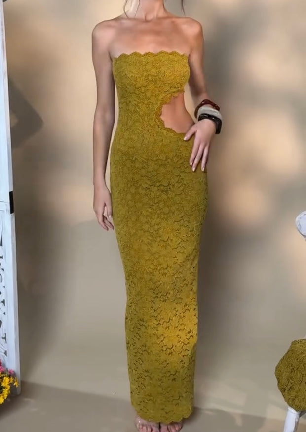 Fashion Sexy Lace Cutout Split Dress