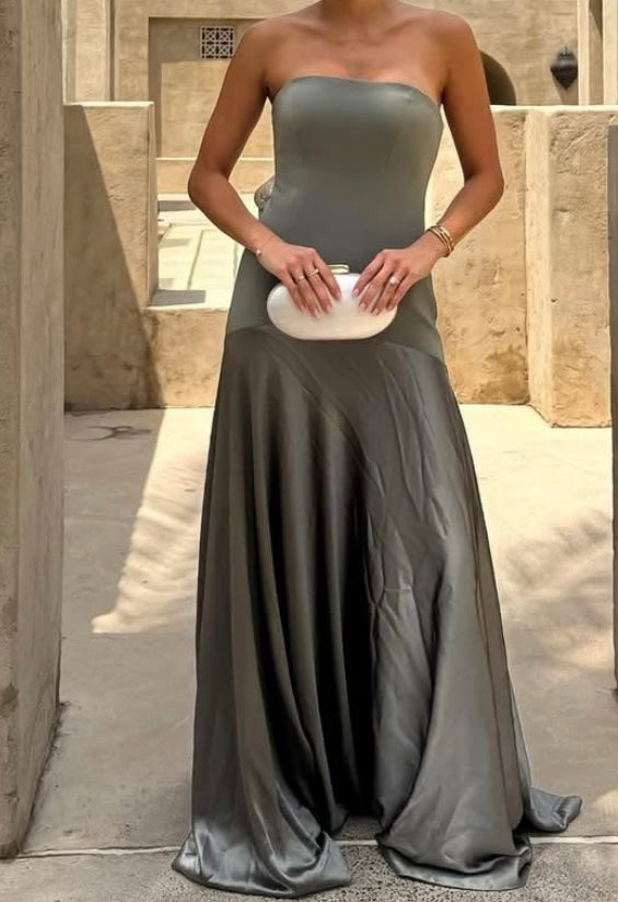 Tube Top Sleeveless Sling Slim Solid Color Dress