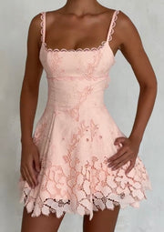 Elegant Sexy Sling Embroidered Printed Dress