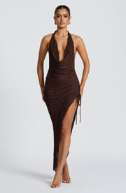 Airla Midi Dress - Plum Brown