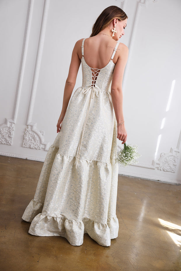 The Avery Dress in Light Blue Duchess