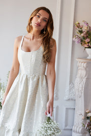 The Avery Dress in Light Blue Duchess
