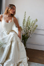 The Avery Dress in Light Blue Duchess