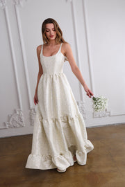 The Avery Dress in Light Blue Duchess
