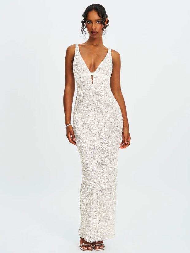 Sexy Deep V Hip-Wrapped Temperament Hollow Dress