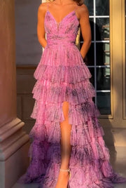 Sexy Spaghetti Straps Sleeveless Deep V Strap Net Yarn Cake Skirt