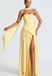 Fashion Graceful Tube Top Slim Fit Pure Color Split Backless Elegant Streamer Dress