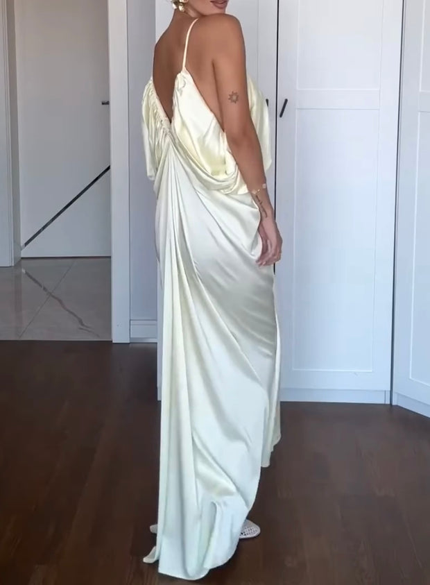 Sexy Temperament V-neck Strap Loose Satin Dress