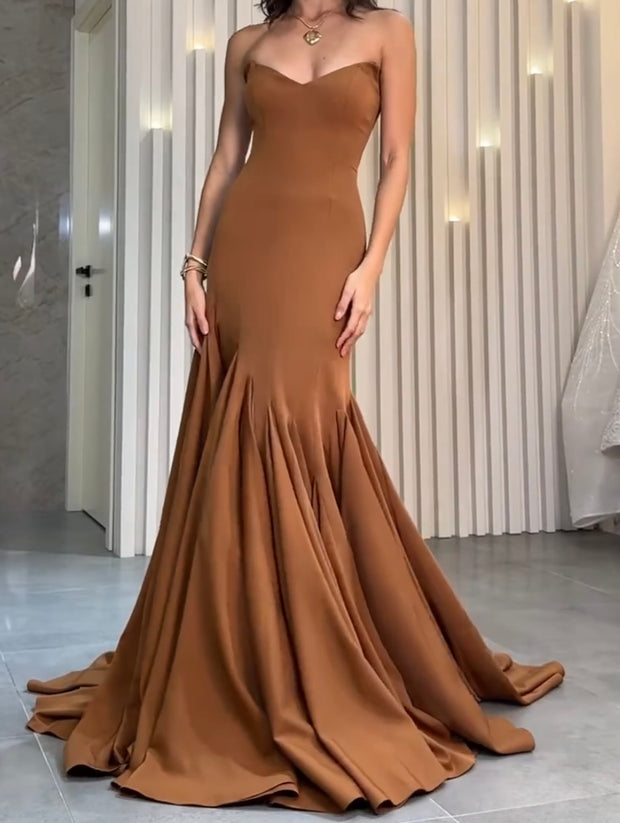 Elegant Retro Style Dopamine Wear Tube Top European and American Style Dress